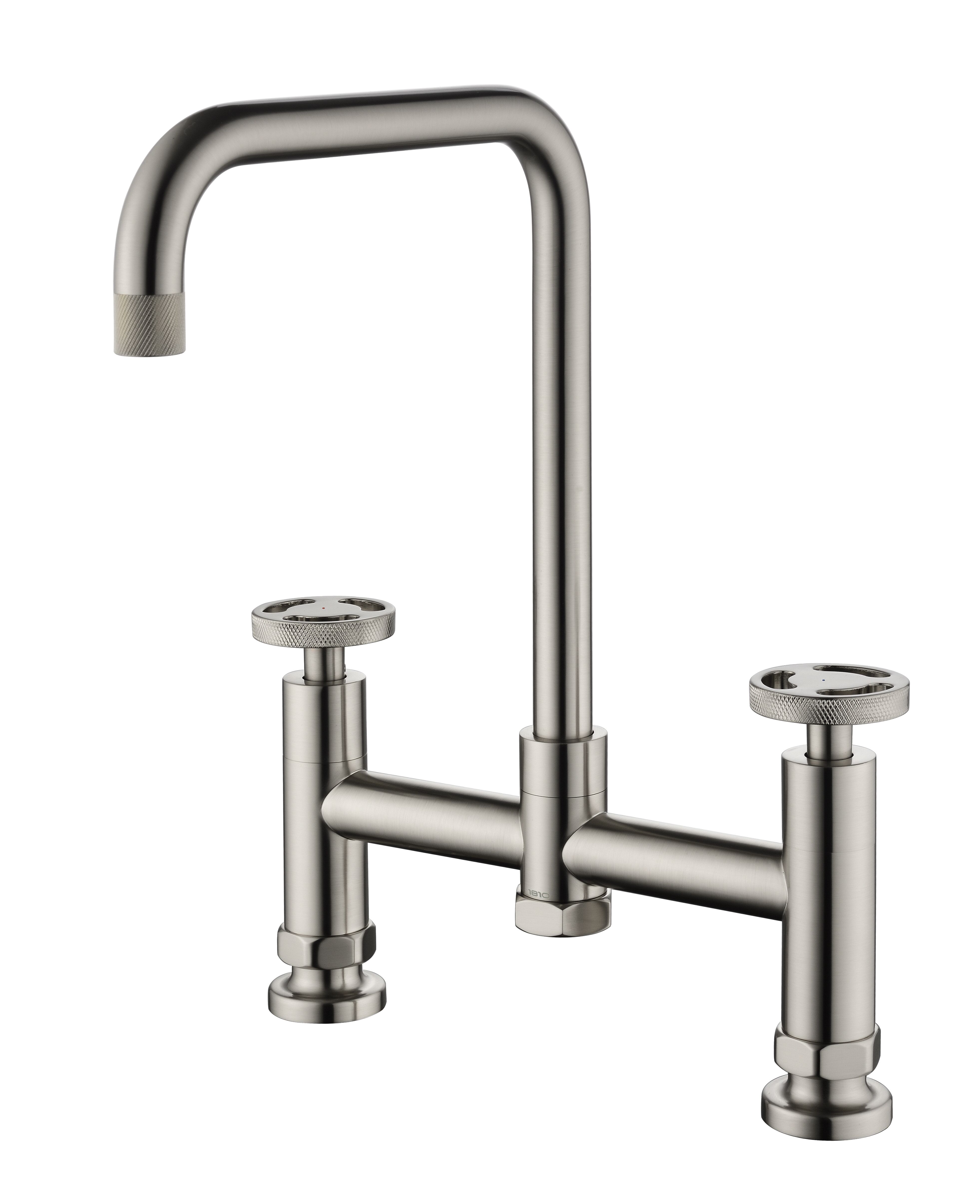 Brushed Steel Henry Holt Bridge Mixer Kitchen Taps