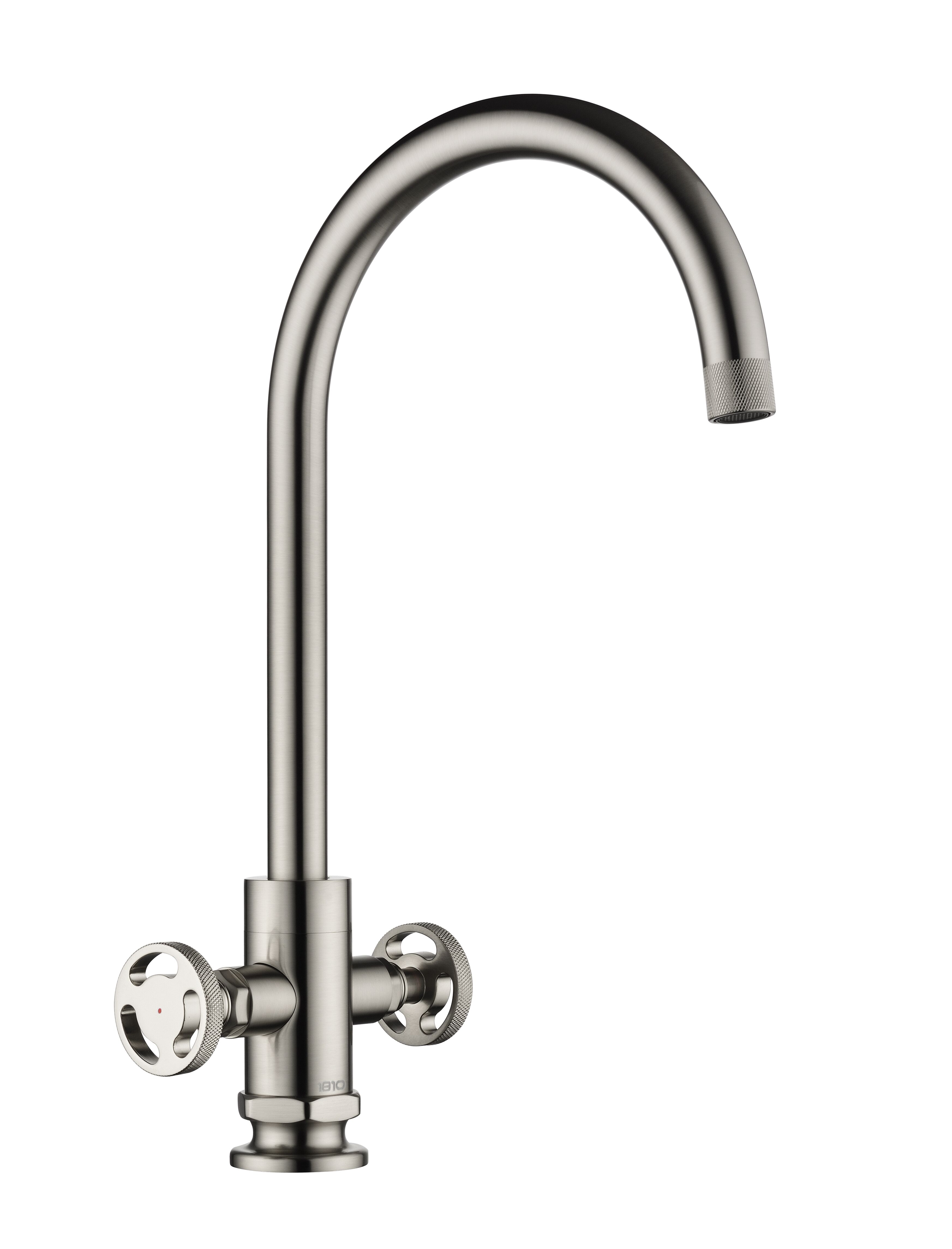 Brushed Steel Henry Holt Twin Lever Kitchen Taps