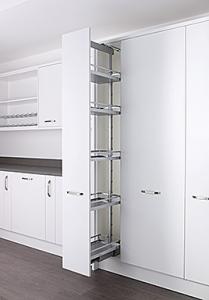 Arena Style 300mm full extension larder unit, 1800-2200mm high,grey shelves 