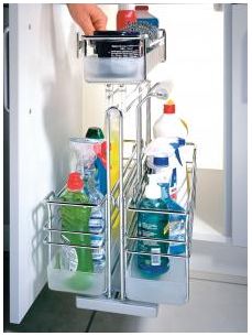 Cleaning utensils pull-out unit, 274mm wide, chrome (KCUP274C)