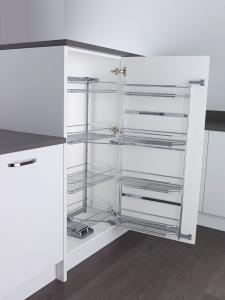  Classic studio height tandem larder pull-out, 500mm wide, silver/chrome (KSTLF500SC)