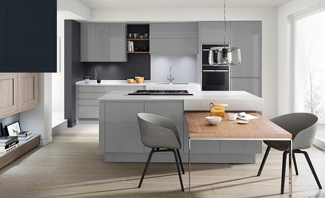 Second Nature Remo Collection Gloss Silver Grey Handleless