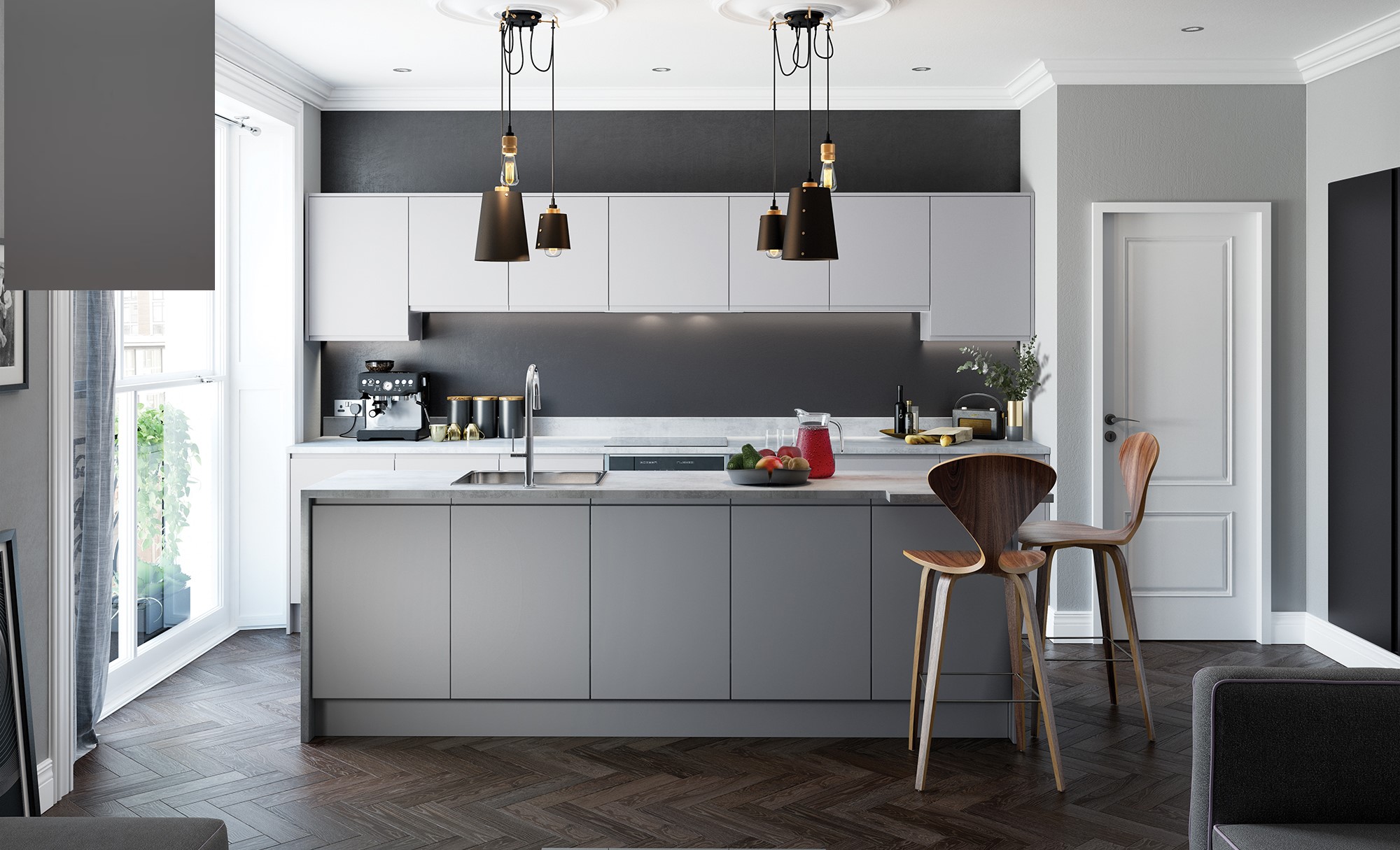 Strada Matt Dust Grey Handleless - Kitchen Stori