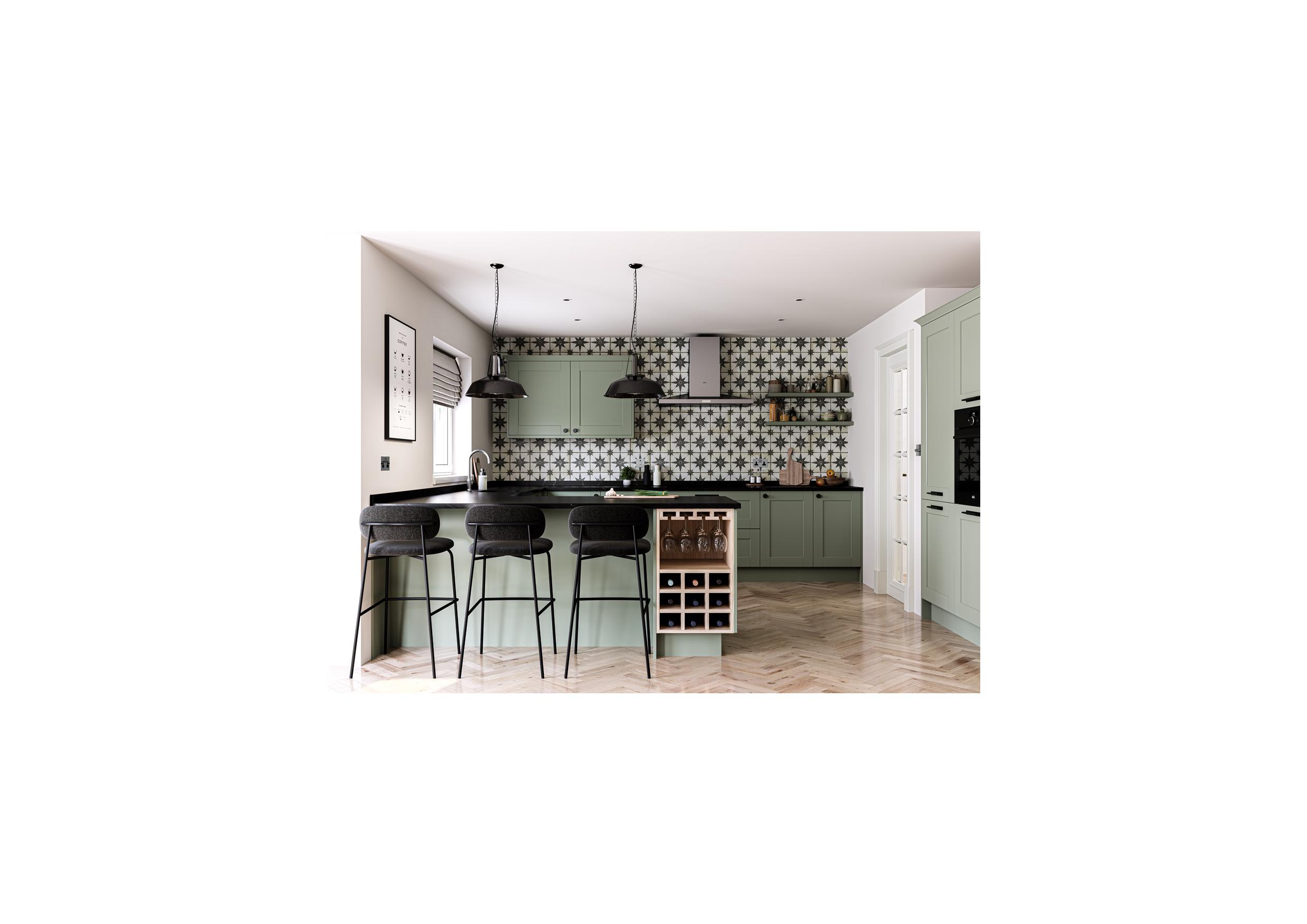 Belsay Smooth Reed Green Shaker MDF Oakgrain Effect Second Nature ...
