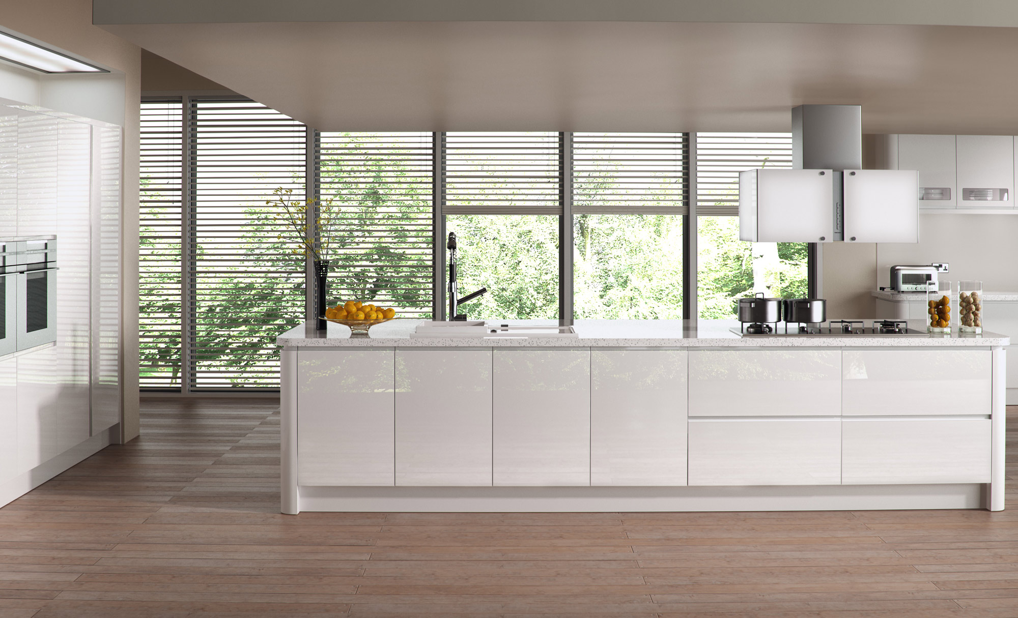 Strada Gloss White Handleless - Kitchen Stori