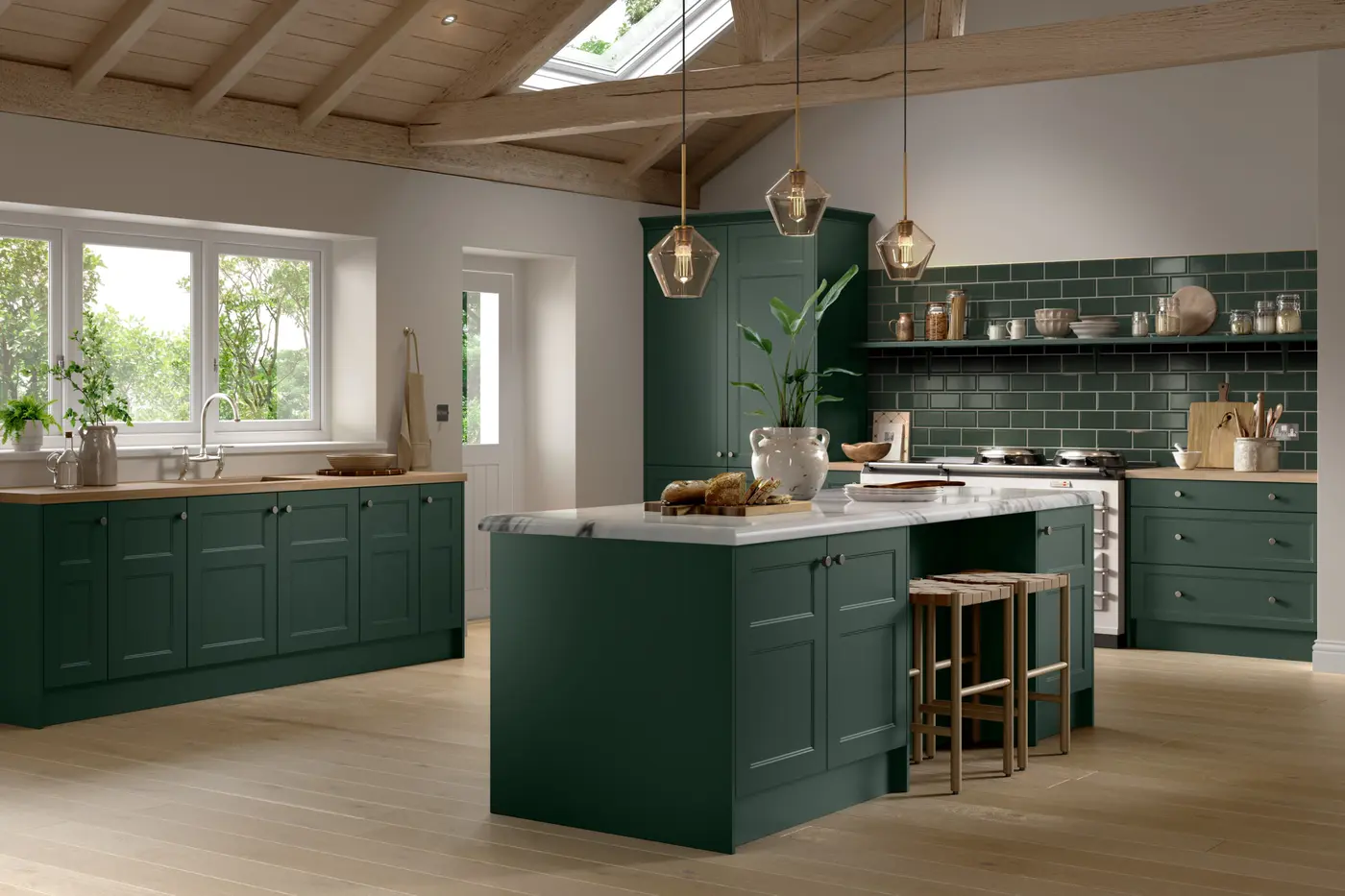 Aldridge in Supermatt Fir Green made to measure kitchen doors