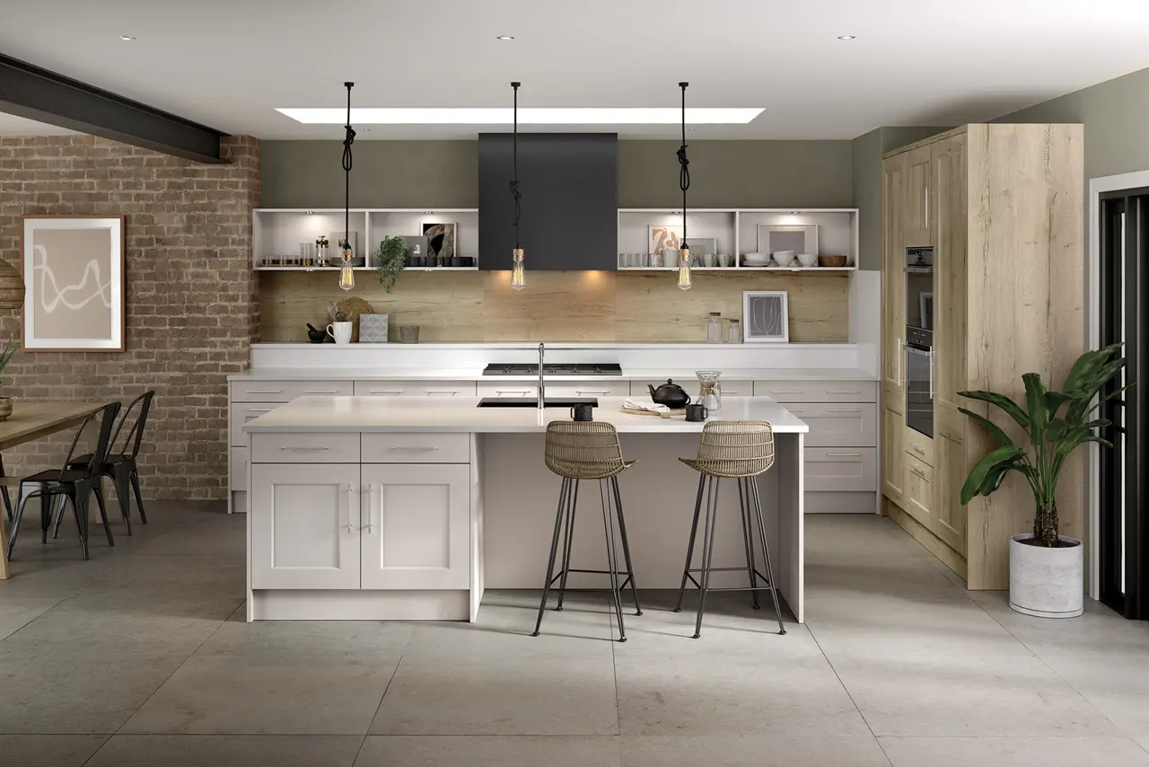 Cambridge in Matt Pebble and Halifax White Oak kitchen