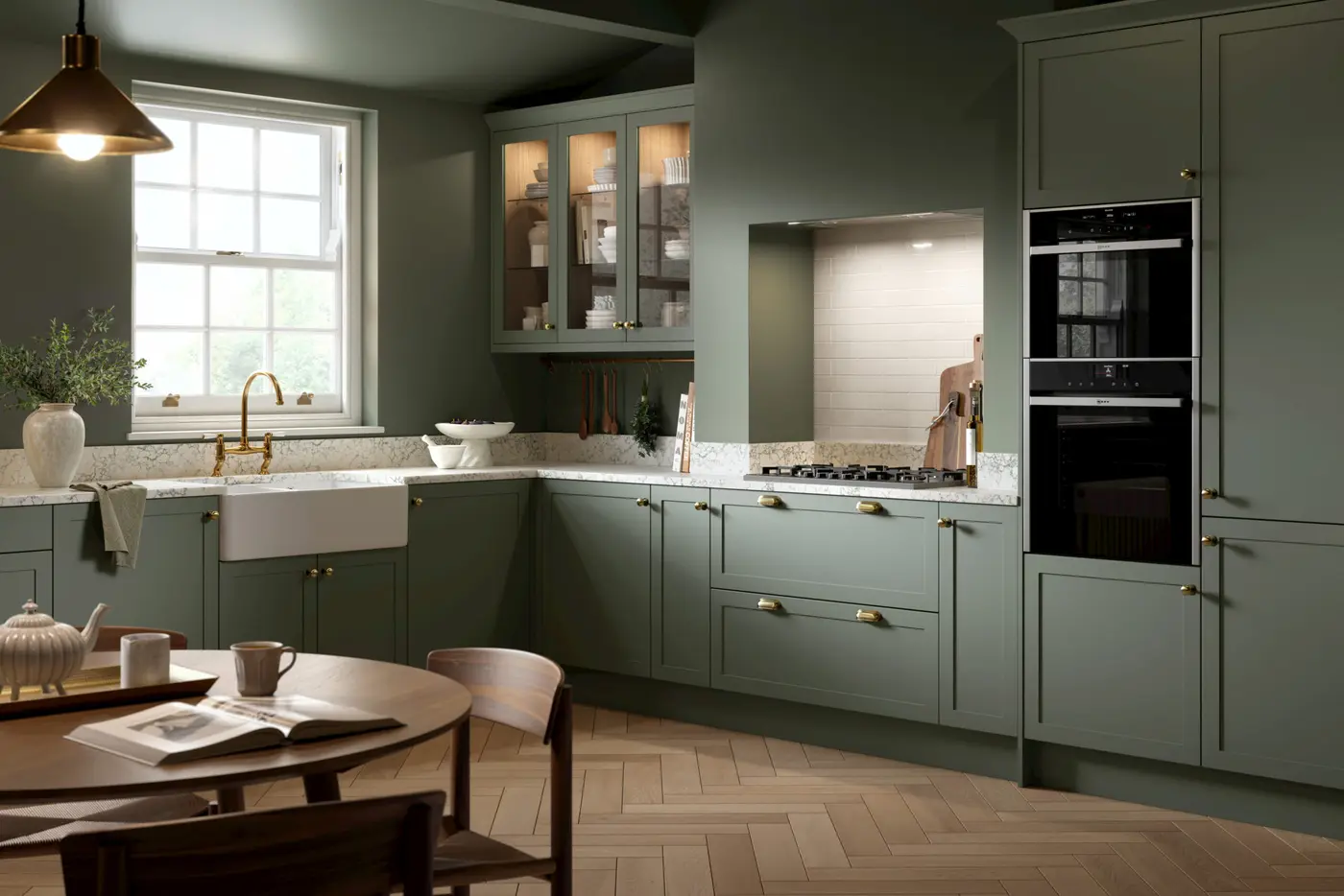 Oakham in Supermatt Smoke Green made to measure kitchen doors