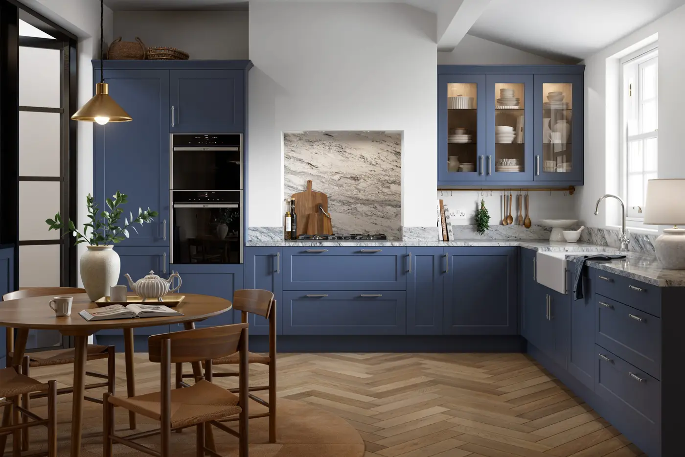 Richmond in Paint Flow Matt Colonial Blue made to measure kitchen doors