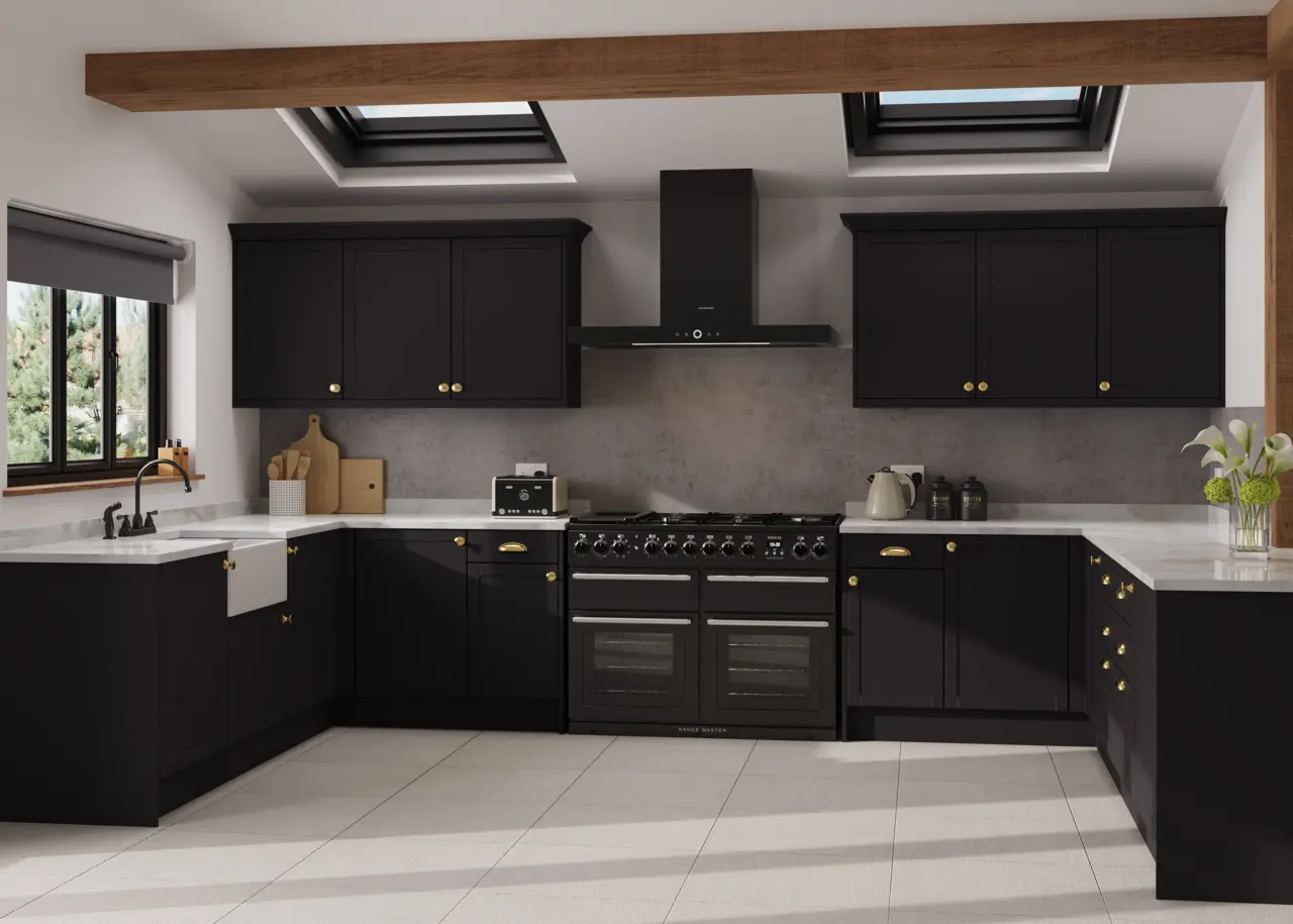 Shaker (50mm stile) in Supermatt Black kitchen