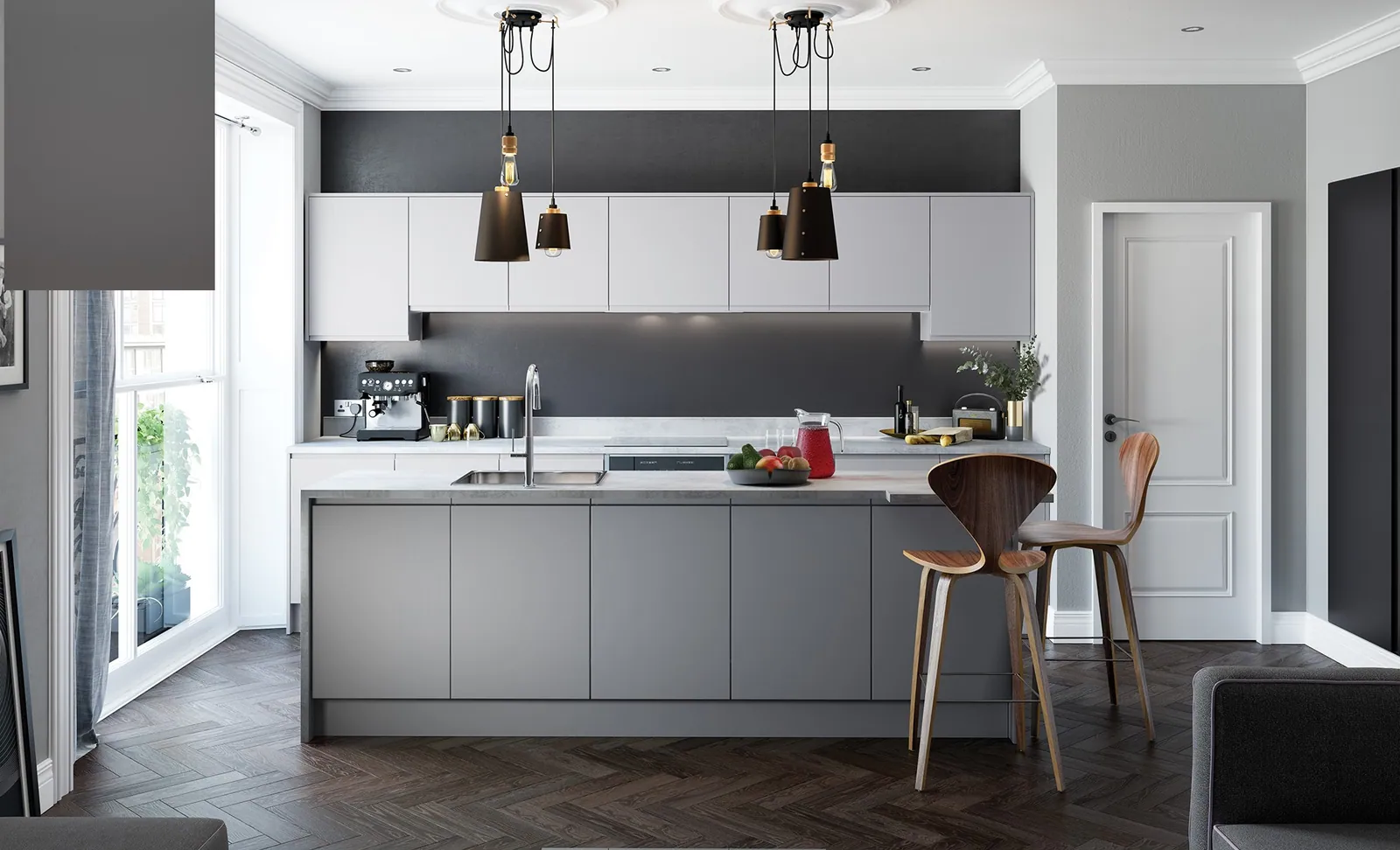 Strada Matt Handleless kitchen by Stori
