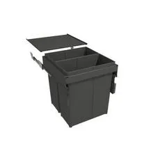 Pull-Out Waste Bin With Metal Lid (Fixed) 2 x 40 Litre Bins