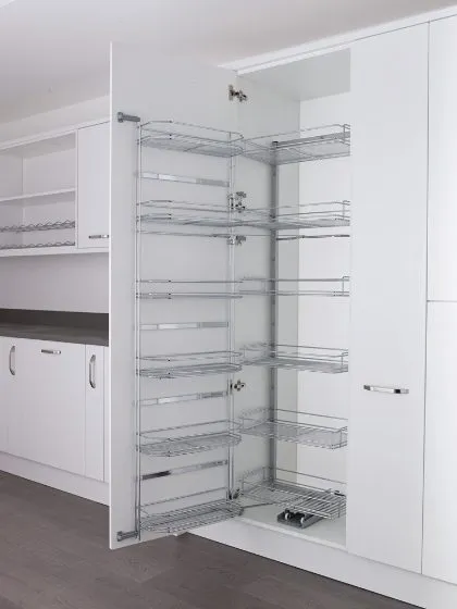 Dispensa tandem larder unit, 1700mm high, silver/chrome