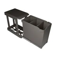 Pull-out waste bin, automatic opening, 3 x 10 litre bins
