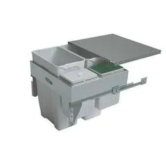 Pull-Out Waste Bin With Metal Lid, 2 x 30 & 2 x 7.5L Bins