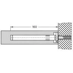Concealed Shelf Support Wall Fixing, 12mm Diameter x 160mm