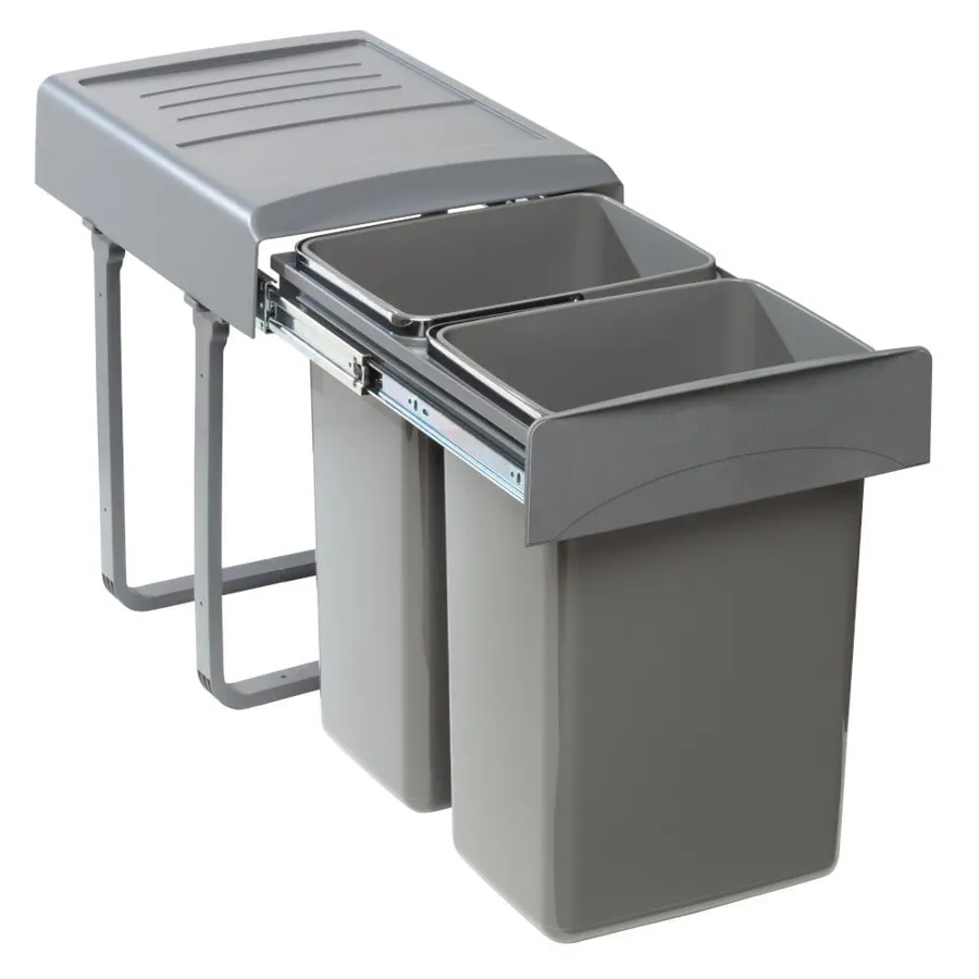 Essence pull-out bin for hinged doors, 400mm cabinet, 2 x 20 litre
