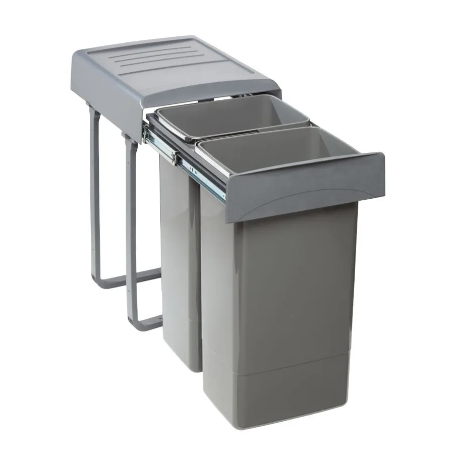 Essence pull-out bin for hinged doors, 400mm cabinet, 2 x 26 litre