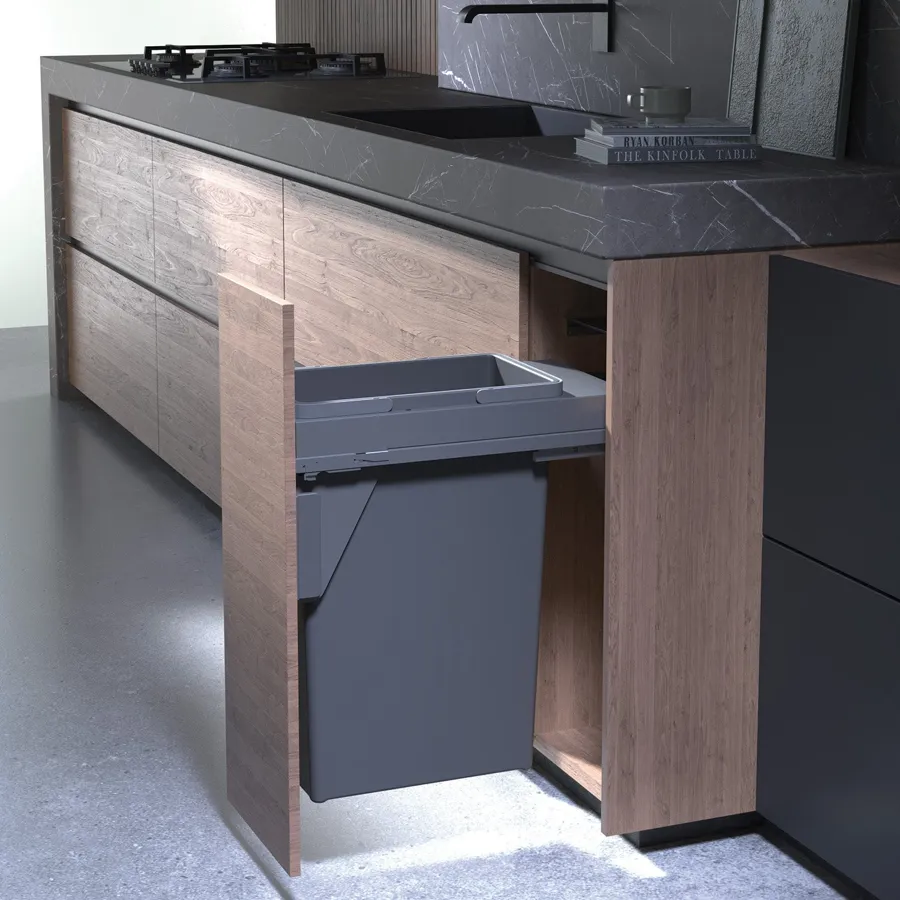 PURE Premium Euro pull-out bin, 300mm door width, 1 x 35 litre