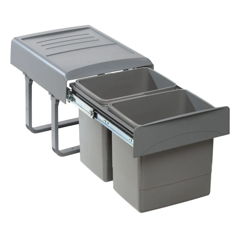 Essence pull-out bin for hinged doors, 400mm cabinet, 2 x 15 litre