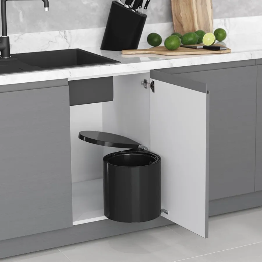 Essence under-sink 10 litre hinged bin, black