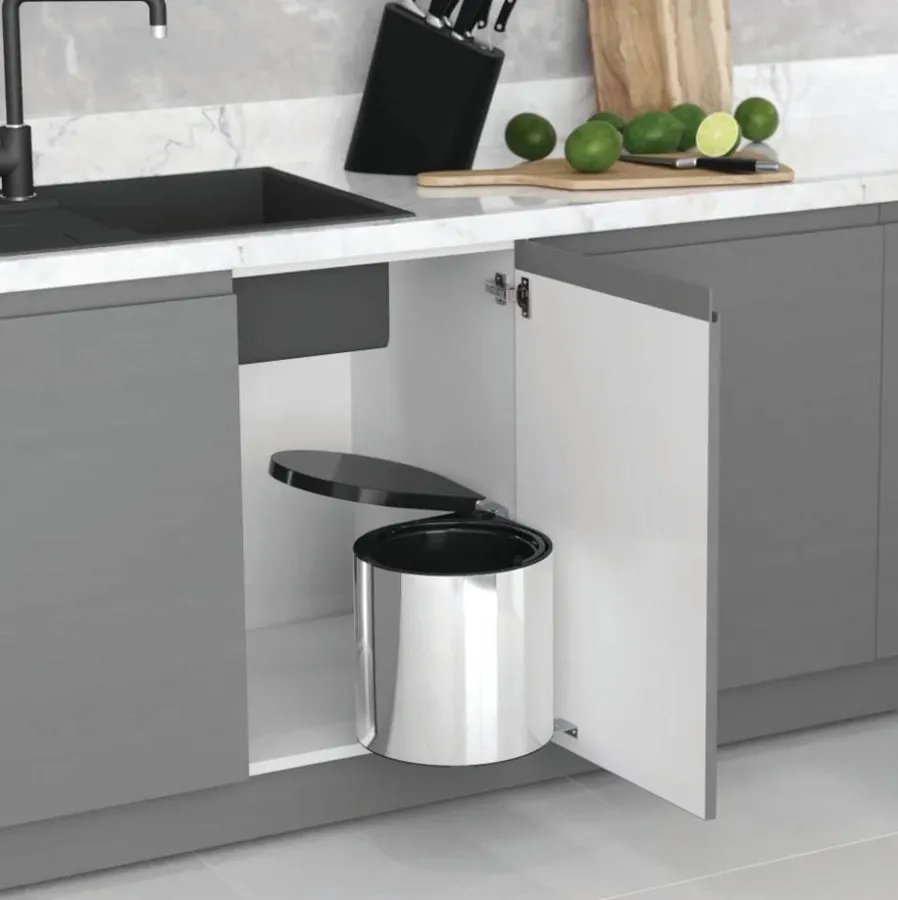 Essence under-sink 10 litre hinged bin, stainless steel
