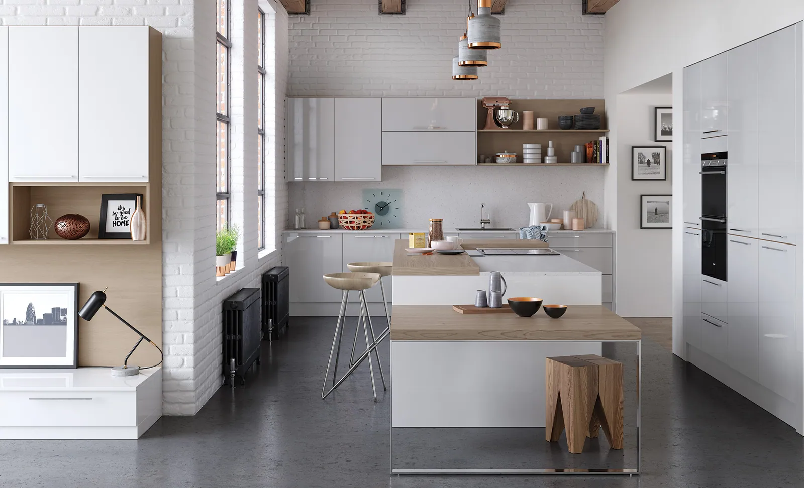 Zola Gloss Handleless kitchen, White
