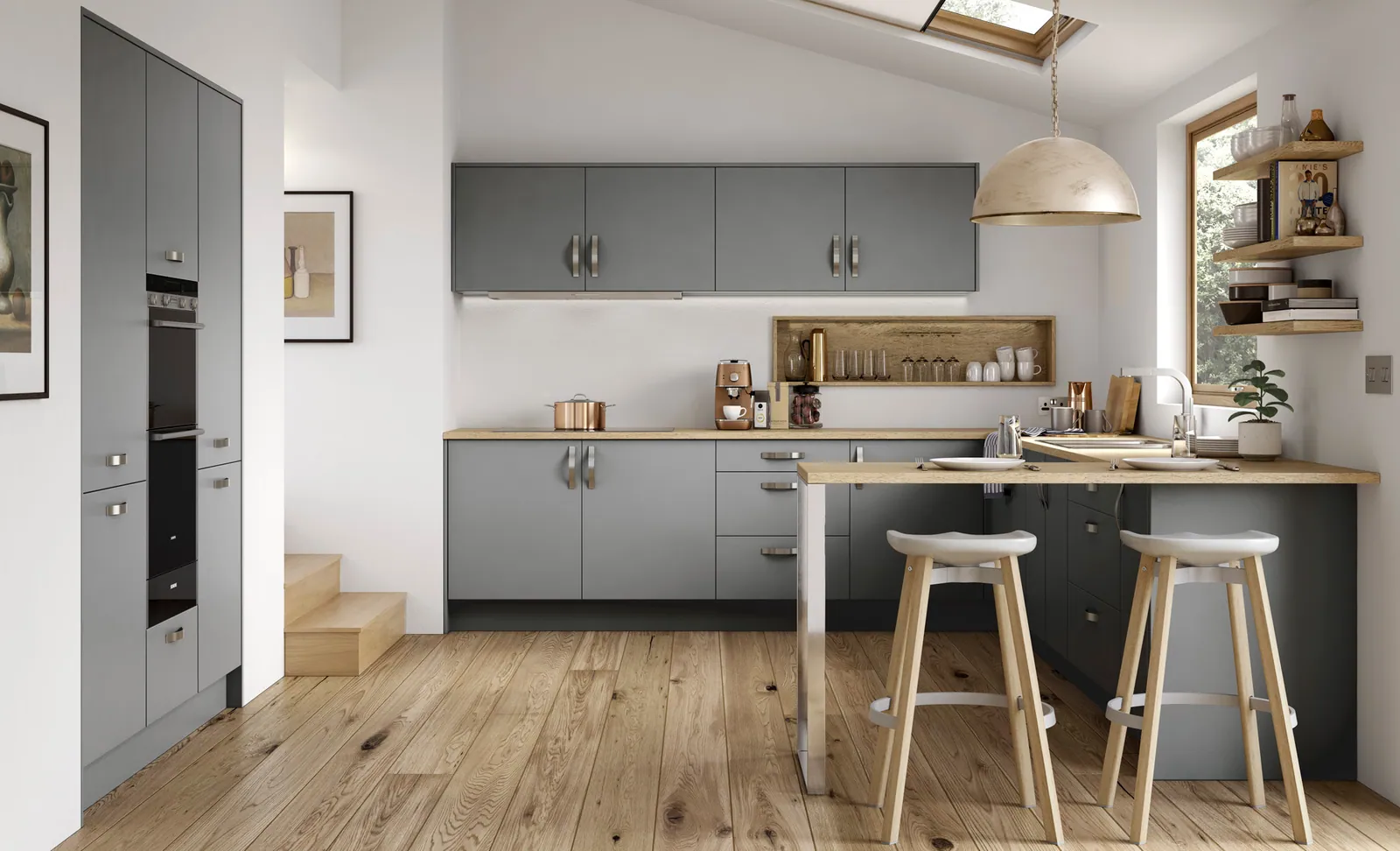 Zola Matt Handleless kitchen, Dust Grey