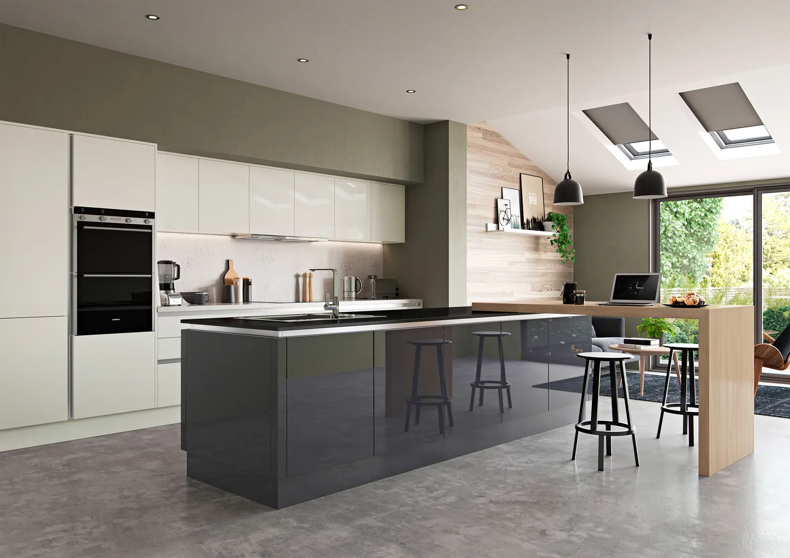 Zola Matt Handleless kitchen, Porcelain