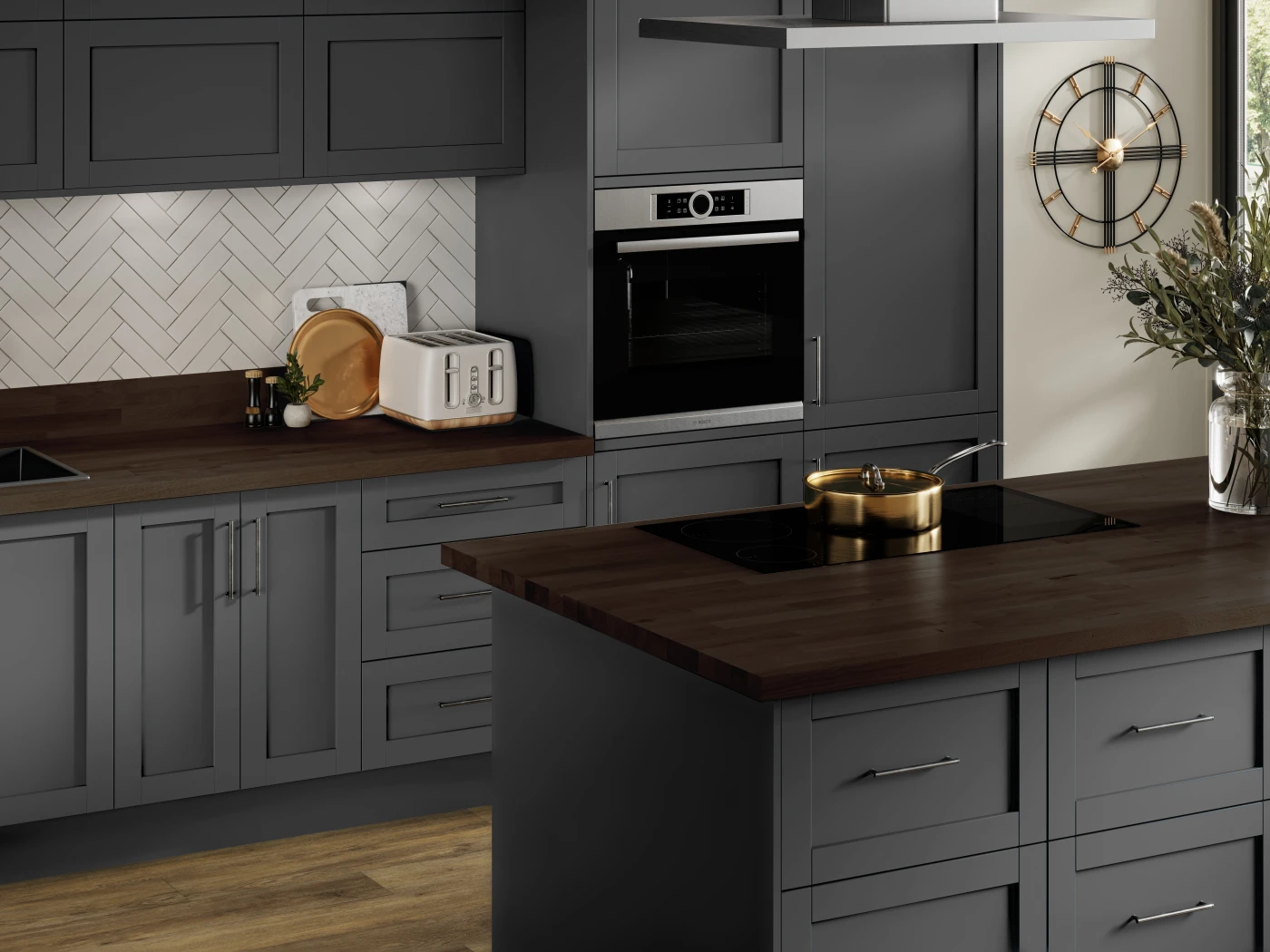 De Terra Black Stained Oak solid wood kitchen worktop