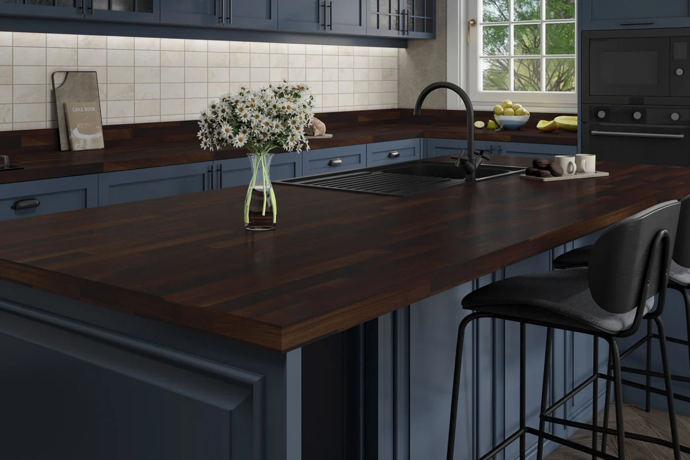 Santiago Walnut laminate kitchen worktop
