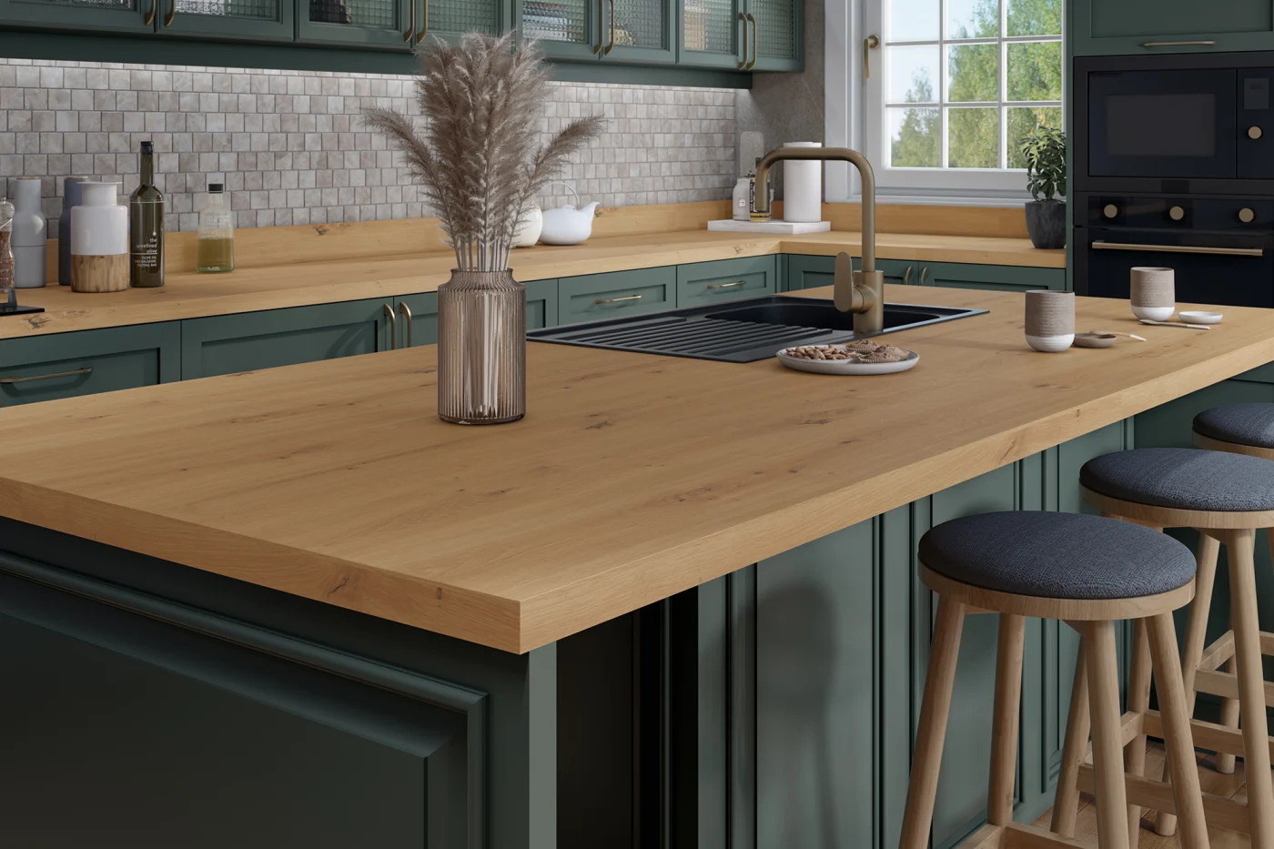 Basque Oak Luxury laminate kitchen worktop