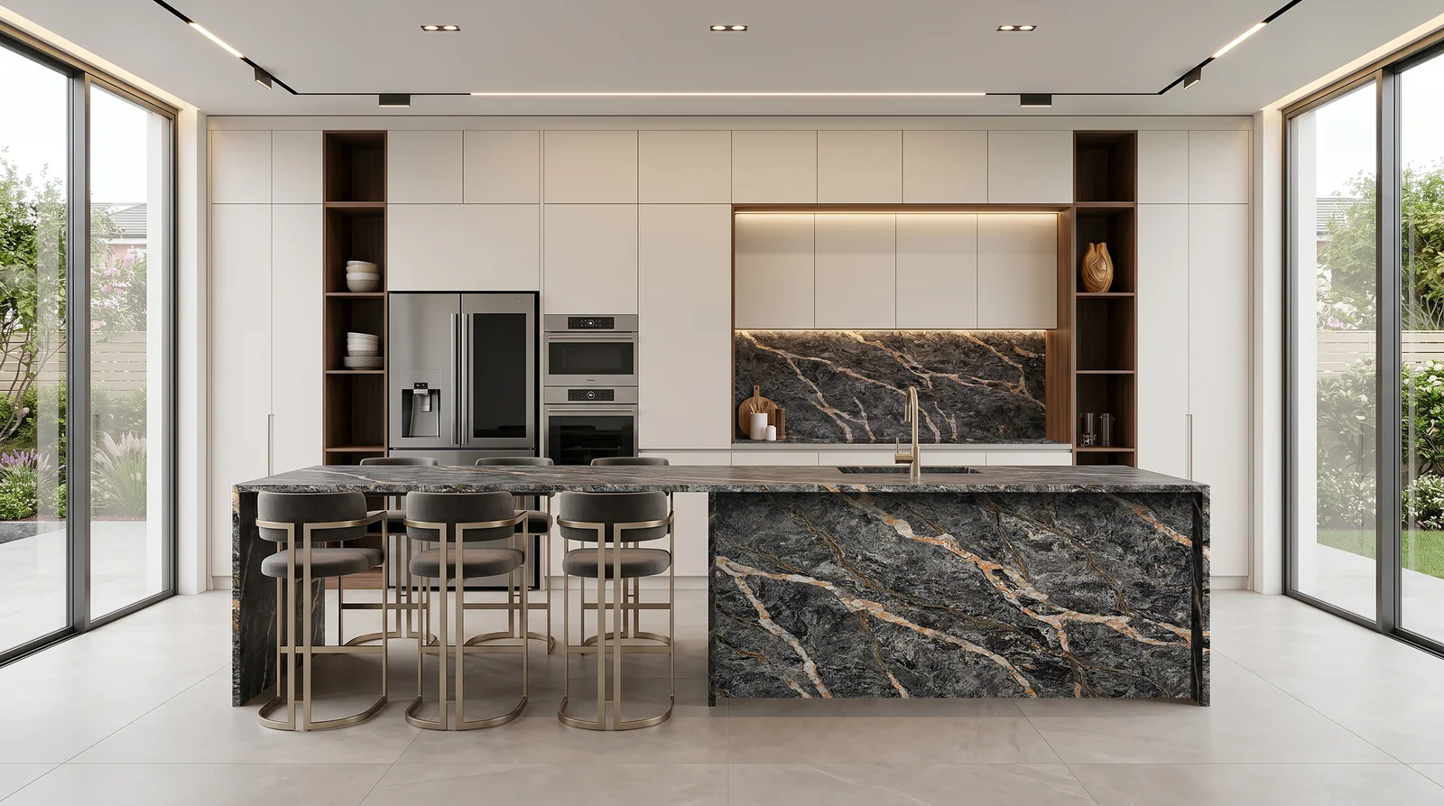 Cosmic Black quartz kitchen worktop