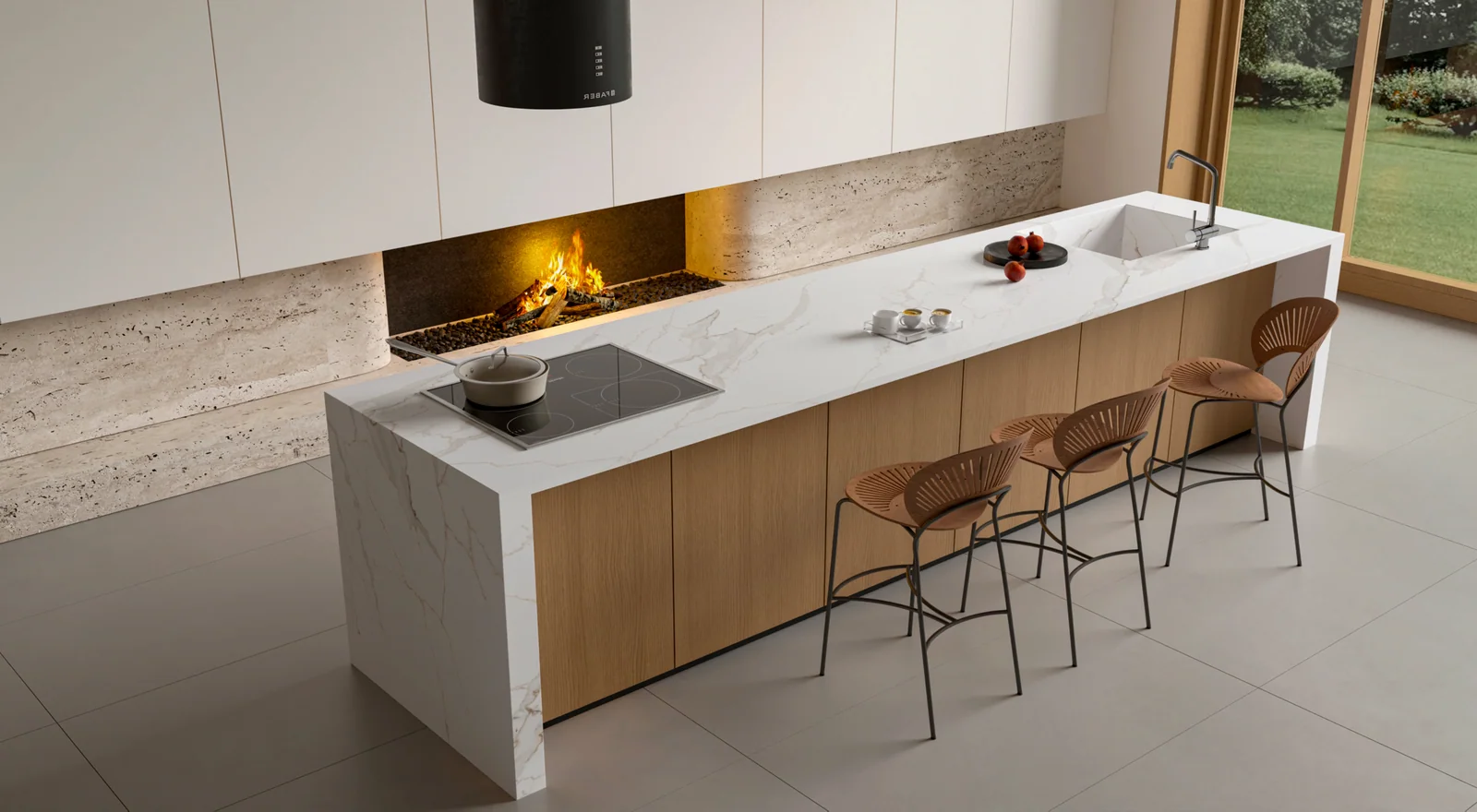 Calacatta Cascata quartz kitchen worktop