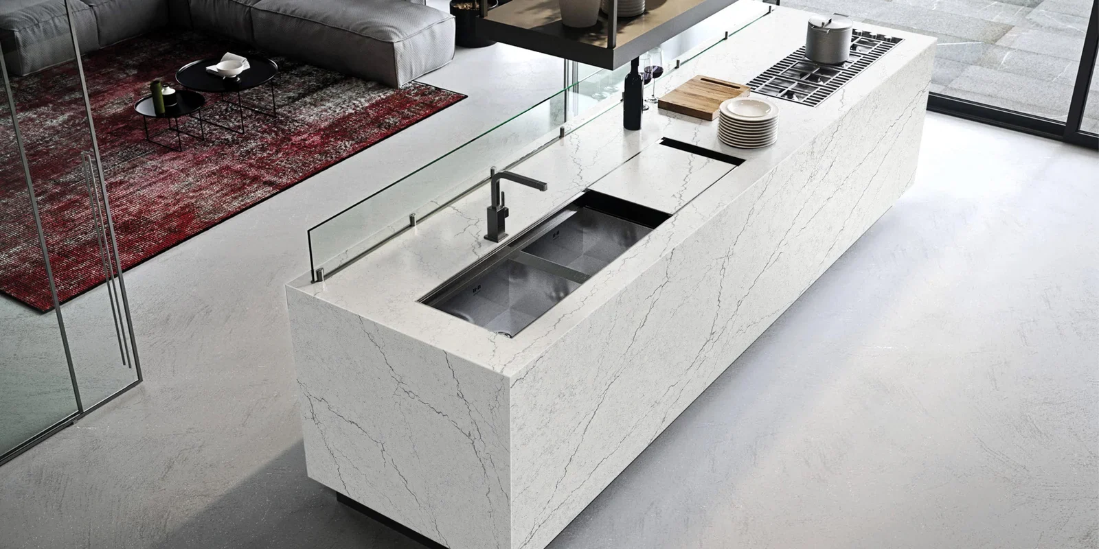 Thunder Grey quartz kitchen worktop