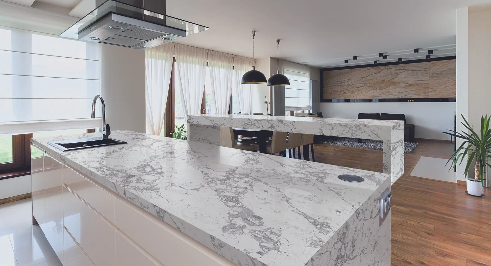 Bianco Eclipse quartz kitchen worktop