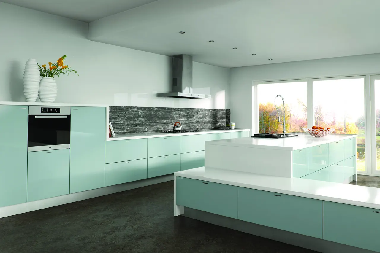 Zurfiz in Ultragloss Metallic Blue kitchen
