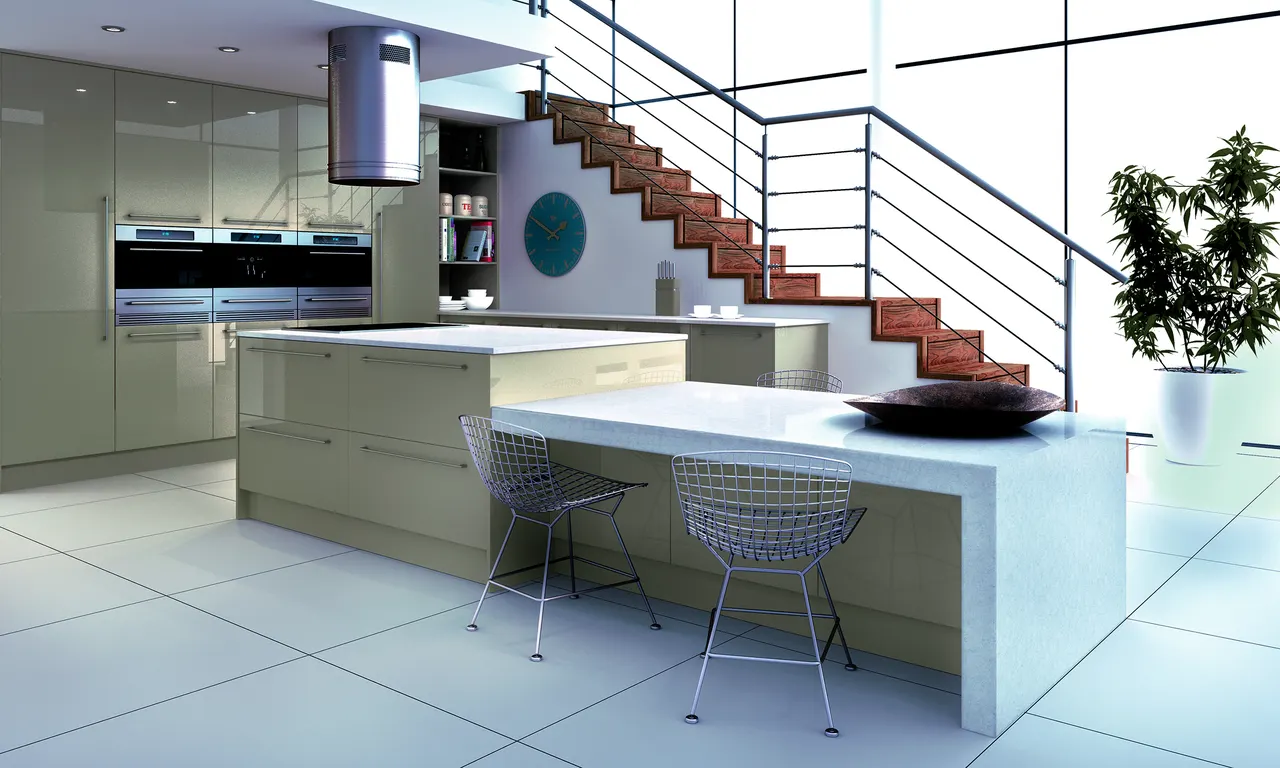 Zurfiz in Ultragloss Metallic Champagne kitchen