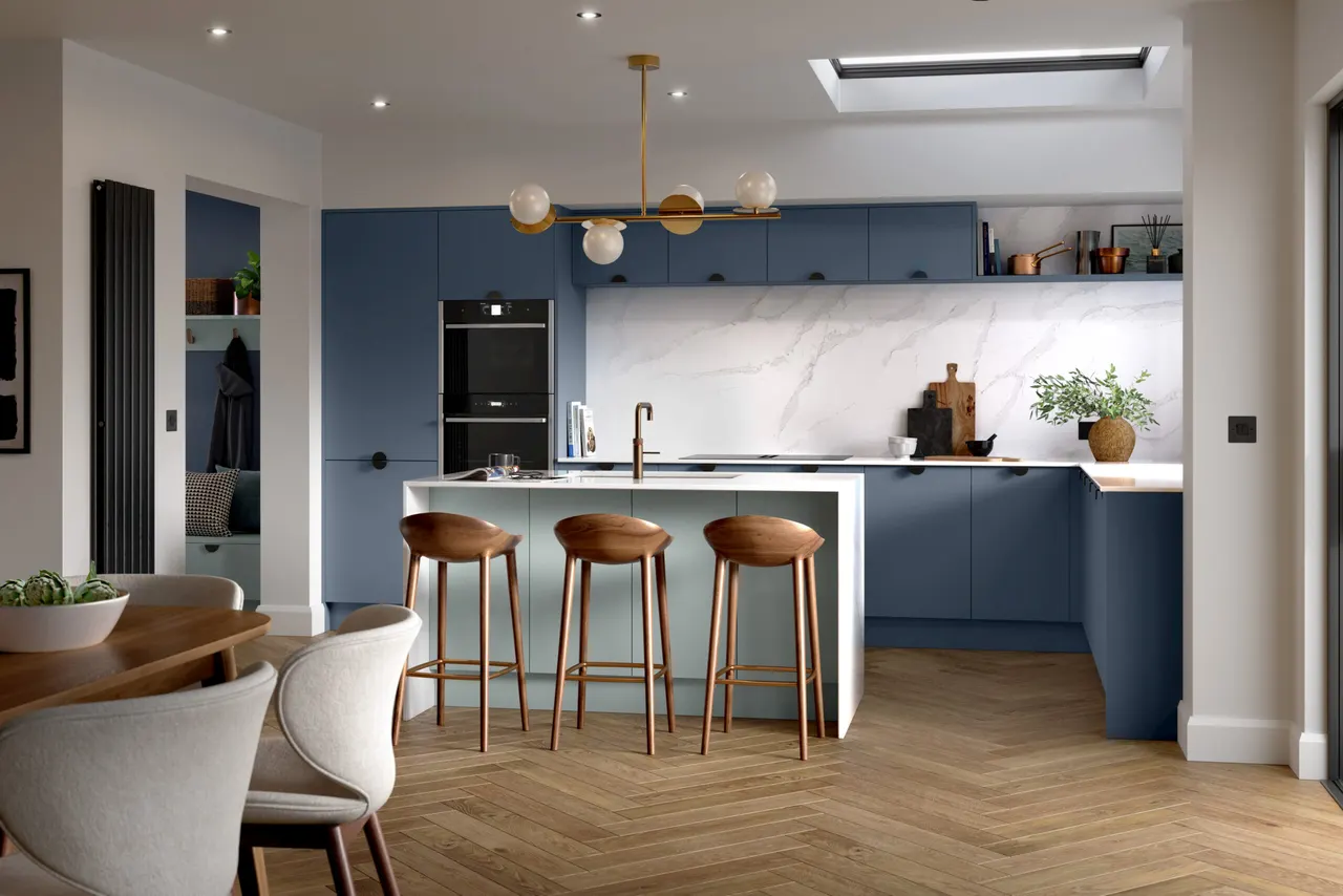 Zurfiz in Supermatt Colonial Blue and Supermatt Duck Egg kitchen
