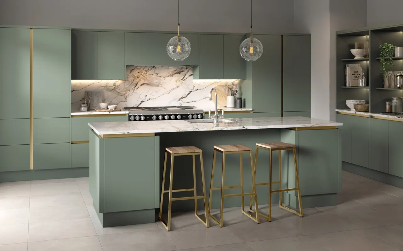 Zurfiz in Supermatt Sage Green made to measure kitchen doors